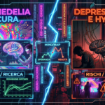 Infographic comparing psychedelic therapy science and depression hype with related brain images and graphs